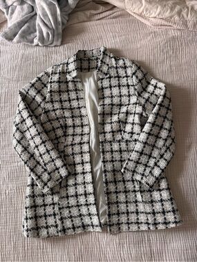 Othr Black & White Tweed Plaid Jacket